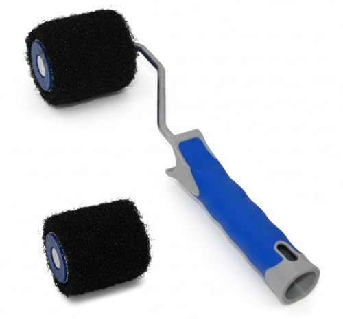 DEWEPRO Beschichtungsroller für Spachtelmasse 80mm breit inkl. einer Ersatzrolle - Spezial-Roller für pastöse Spachtelmassen - Präzise Anwendung in Eckbereichen möglich