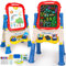 Lavagna per Bambini 4 in 1 con Lavagna Bianco Cancellabile, Lavagna Nera per Gessoi e Magnetica, Cavalletto Pitturai Regolabile Altezza, Giochi Educativi Regalo 2 3 4 5 6 Anni