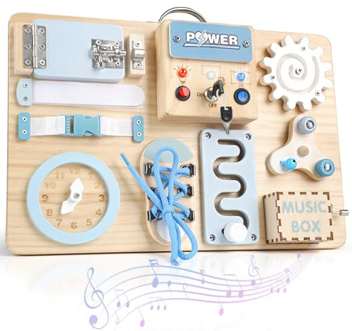 Joyreal LED Montessori Busy Board - Motorikbrett Monate Activity Board Motorikboard Montessori Spielzeug Brett Motorikspielzeug Sensorik Board