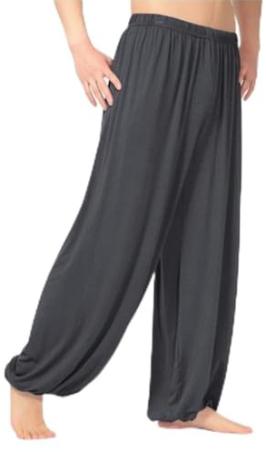 Pantaloni estivi leggeri Tai Chi per Shaolin Wing Chun Arti Marziali (XL Grigio scuro)