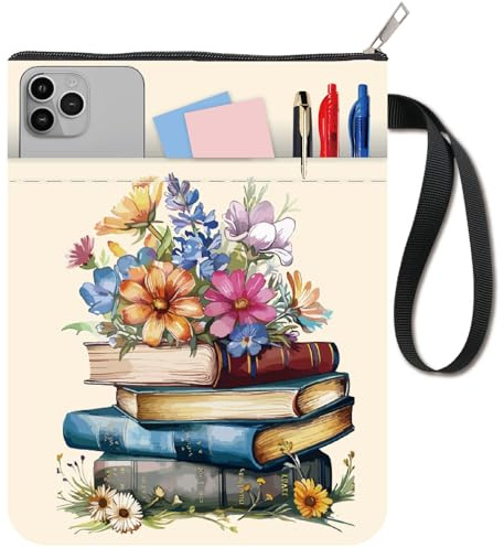 craspire Couverture de Livre à Motifs Floraux Protège Livres pour Livres de Poche Couverture de Livre en Tissu Lavable avec Fermeture Éclair et Poche Supplémentaire pour Les Amoureux des Livres