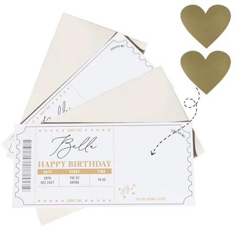 2 Pack Scratch Card Reveal Concert Tickets Scratch Card with Envelopes Surprise Concert Ticket Gifts Personalised Scratch Cards Reveal Concert Tickets Happy Birthday Gifts Customize Your Own Surprise