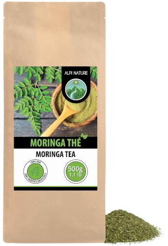 Alpi Nature Moringa Tisane 500g, Moringa Feuilles Séchées et Coupées, Thé en Vrac