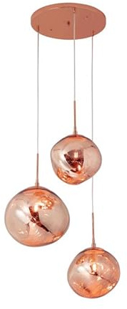 BARCELONA LED Takhängande Kristallkrona KADNIS - 3-armig, 3 x E27, Modern design i Vintage/Industriell/Scandinavisk/Rustik Stil, För Vardagsrum, Tonårssovrum, Kontor eller Hall, Koppar