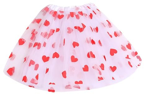 YOSUWOAI Costume da donna a forma di cuore, gonna in tulle, a vita alta, gonna in tulle, con cuore rosso, per San Valentino e Carnevale, O rosso., Taglia unica