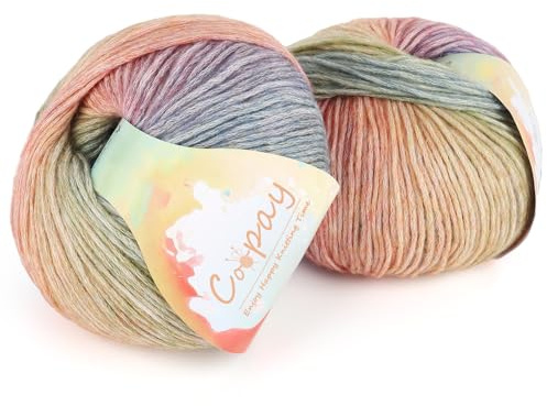 Coopay 200g Pelote de Laine à Tricoter Dégradée, Laine Crochet Tricot, Couleur Multicolore Dégradée, Super Douce, Idéale pour Pull, Couvertures, Écharpes - Arc-en-ciel