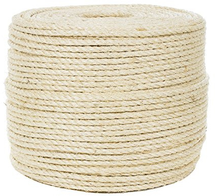 3/8-inch Twisted Sisal Rope - 100 Feet - Oil and - Environmentally Friendly - Intended for Cat Scratching Posts, Pet Toys, and More