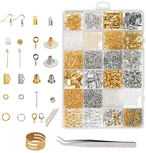ZoomSky Schmuck Basteln Zubehör, 2536tlg Schmuckherstellung Set Schmuck Reparatur Werkzeug Kit in 24 Arten für Ohrringe Armband Halskette DIY Anfänger
