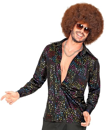 W WIDMANN MILANO Party Fashion - Chemise disco années 70 pour hommes, chemise de costume rétro pour le carnaval, fêtes à thème