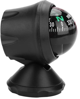 Brújula para Barco Vebstlife, brújula de navegación, succión para salpicadero, brújula electrónica de visión Nocturna Ajustable para vehículo Barco