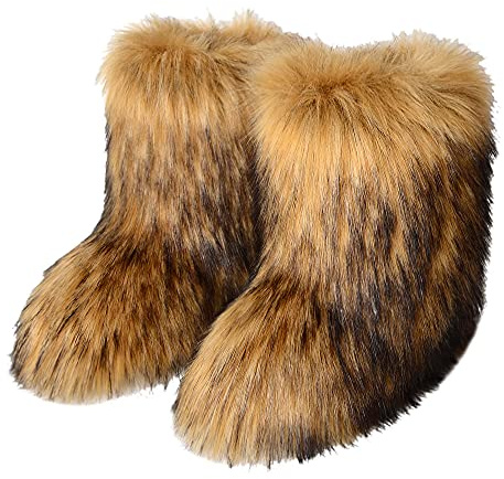 BWGHBH Bottes Fausse Fourrure Femmes - Bottes Fourrure Moelleuse idéales Hiver Neige - Chaussures d'Intérieur Extérieur