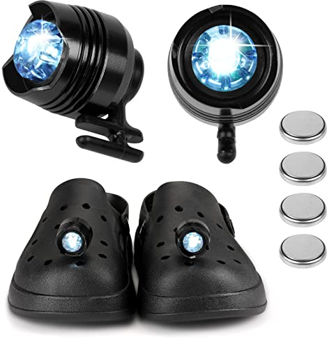 2-pack Strålkastare, skor ljustillbehör med 3 ljuslägen, skor dekoration berlocker små lampor bollar lyser i mörkret skoprydnader för promenader vandring camping rolig present, 6*4*4CM, Legering + ABS
