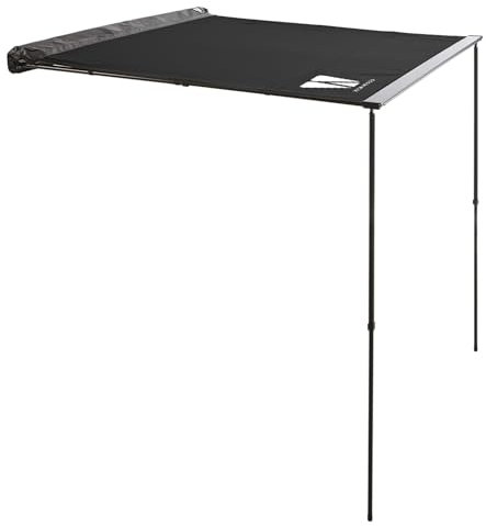 VICKYWOOD Seitenmarkise 250x200 cm Schwarz - Fahrzeug-Markise mit LED-Lichtleiste, UV-Schutz, Aluminium-Teleskopstangen, Auto-Markise