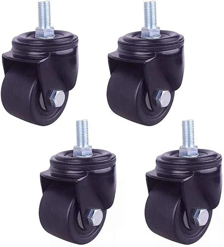 AZICYN Lenkrollen Hochleistungs-Lenkrollen Möbel-Tischwagen-Lenkrolle 4-teiliges Hochleistungs-Lenkrollenrad, Industrie-Möbelrollen in Schwarz, mit Gewindeschaft M16 x 25 mm, Doppellager,