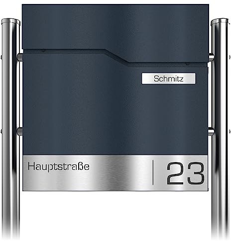 Graviers Design Boîte aux lettres personnalisable en acier inoxydable avec support Gris anthracite (RAL7016) 000022.0004