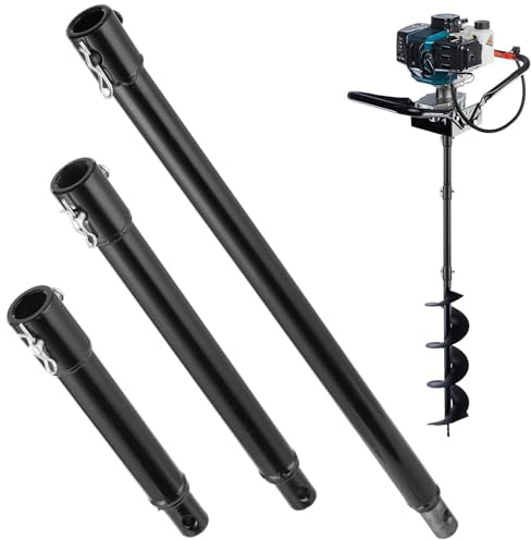 3 PCS Auger Extension Drill Bits, 3/4” Shaft Earth Auger1 Drill Bit Extension, Auger Drill Bit Extension2 Bar, Garden Spiral Hole Drill Bit Extension1 Rod, Post Hole Digger Replacement