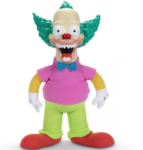 Les Simpson - Poupée Parlante Krusty - 40 cm - Modes Gentil et Méchant - Poupée à Ficelle Krusty - 14 Phrases - Licence Officiel - Packaging Fidèle - L'Épisode Treehouse of Horror III - 14 Ans +