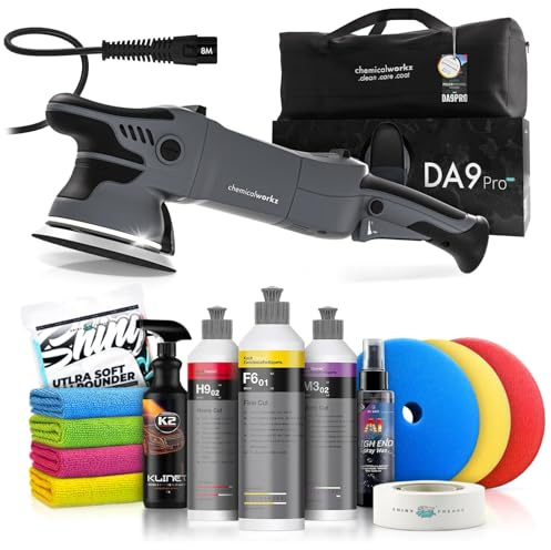 Poliermaschinen Set: chemicalworkz DA9 Pro Max Exzenter Poliermaschine + Koch Chemie Politur Set + Royal Pads Premium Polierpads + Dr. Wack Lackversiegelung + Zubehör | 14-teilig