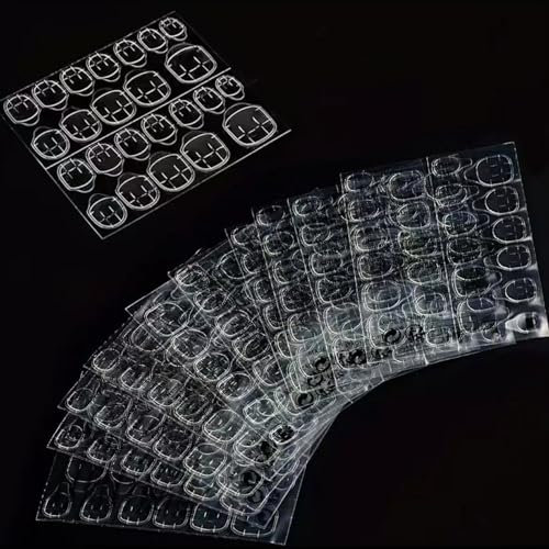 Biglumin 1200 Pezzi 10 Fogli Gelatina Adesivo per Unghie False per Unghie Finte 12 taglie Adesivo per Colla per Unghie a Doppio Lato, Biadesivo per Unghie, Colla Adesiva per Unghie Trasparente