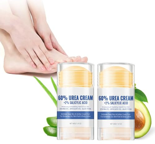 2 Pz 60% Urea Creme Idratanti per i Piedi, Crema per Talloni Screpolati, Crema Cura per Piedi Secchi e Screpolati, Crema Riparatrice per Pelle Secca, Balsamo Idratante per i Piedi e Mani (40g*2)