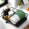 Kitsure Scolapiatti da Appoggio - Scolapiatti da Lavello Salvaspazio, Scola Piatti per il Bancone Della Cucina, Organizer Cucina Acciaio Inox con Portaposate, 29,0 x 38,1 x 12,7 cm, Nero