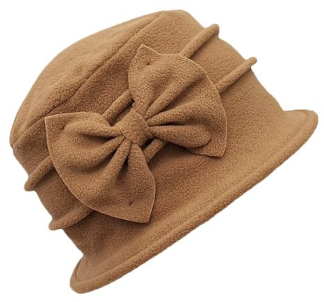 TMTGTS Bowler-hatt, 1 styck, klockhatt för damer, klassisk kyrkhatt, vintage, hink, hatt, stil, 1920-talet, filthatt, elegant, fiskehatt, vinterkupol, klockhatt för kvinnor, klänning, hattar (kamel),