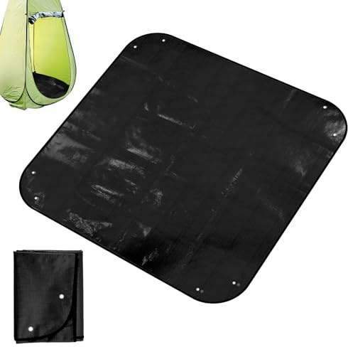 Lyreh Camp Shower Tent Floor Mat, 39.4x39.4in Changing Tent Bottom Pad Portable Pop-Up Changing Tents Base Outdoor Privacy Tents Damp Mat for Prevent Dirtying (Black)