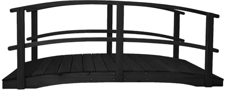 Ecommersify Inc 10 FT Black Amish Made Garden Bridge with Double Rails for Walkway, Backyard Pond & Landscaping, Outdoor Wooden Footbridge for Koi Pond, Japanese Style Decorative Bridge, Made in USA