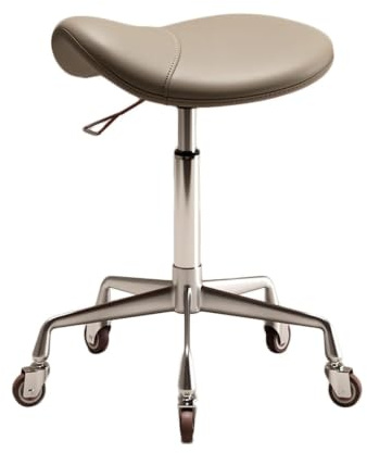 Justerbar rullande sadelpall, svängbar stol i PU-läder med hjul för frisör, kliniker, hemmakontor, 199 kg kapacitet, ergonomisk design