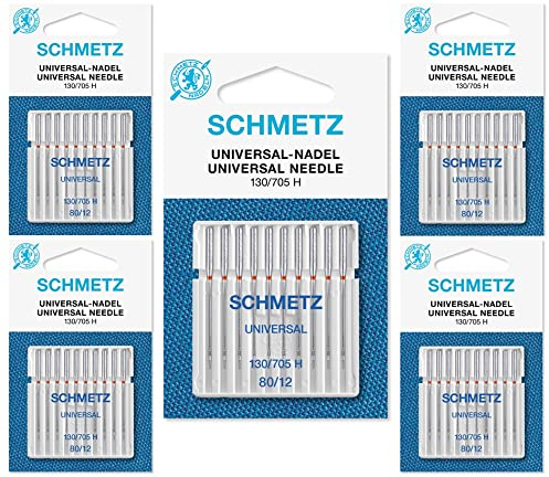 Schmetz Sewing Machine Needles - Universal (Regular), Size 80/12 - Deal: 5 Packets of 10 for the Price of 4! - Bulk Discount for Huge Saving!