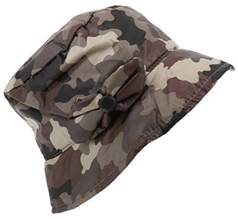 moonbow Camouflage Regenhut Damen Wasserdicht - Größe 56 Äquivalent M - Winterregenhut Faltbar und Leicht mit Abnehmbarer Brosche - Futter 100% Polyester - Winteraccessoire für Frauen/Mädchen