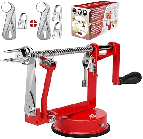 ARSUK Apple Slicer Cutter & Corer – Apple Peeler, Apple Cutter Tool, Multi-Function Apple Peeler and Corer Machine (Red Peeler with Slicer) (Red Peeler)