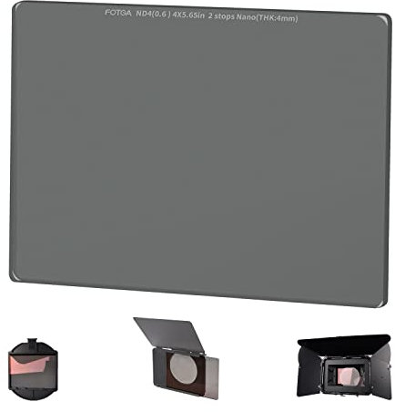 Foto4easy 4x5.65 ND Filter,4mm Thick Square Optical Glass Neutral Density Filter for 4x5.65 Inch Matte Box & Filter Tray,ND4 (2 Stops)