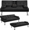 Yaheetech Sofa Bed Fabric Click Clack Sofa Bed with 2 Cup Holders, Convertible Futon Settee, Futon Recliner Lounge for Living Room, Spare Room, Bedroom, Black