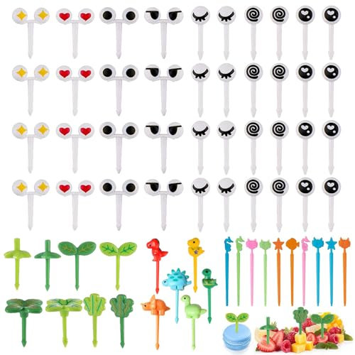 64 unidades de tenedores de frutas de plástico, mini tenedores de frutas, mini tenedor de frutas, mini tenedor infantil, palillos de frutas, palillos de dientes reutilizables para tartas y postres
