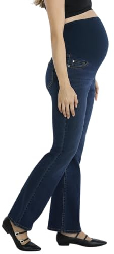 Motherhood Maternity Women's Super Stretch Secret Fit Over The Belly Bootcut Pregnancy Jeans, Rinse Wash, Large