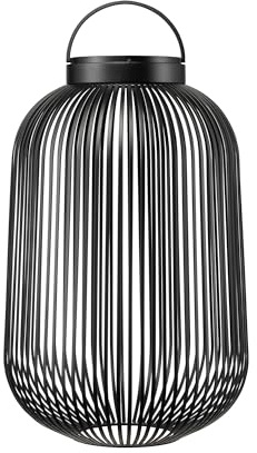 blomus LED Laterne -Lito- | Mobile Akku Outdoor Leuchte aus Eisen | 3 Lichtfarben & Touch-Dimmer | IP54 spritzwassergeschützt | Farbe Schwarz | Größe L 31x31xH49 cm