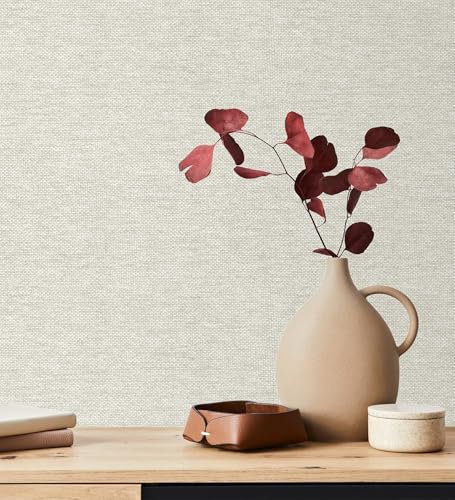 GAULAN 682880 - Papel pintado vinílico efecto fibra vegetal imitación rafia en relieve color beige claro para pared salón cocina dormitorio pasillo - Rollo de 10 m x 0,53 m