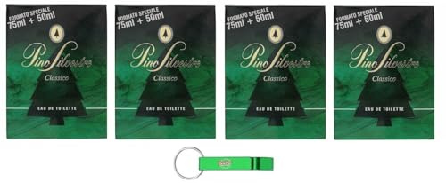 4x Pino Silvestre Eau De Toilette Original Classico - Aromatischer und Frischer Duft EDT 125ml + Beni Culinari Kostenloser Schlüsselanhänger