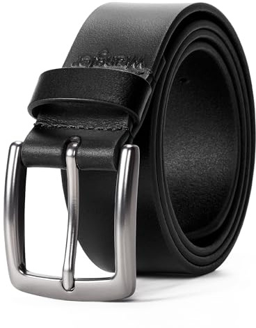 Wrangler Men's Leather Belt, 38mm Casual Belt for Jeans, Gift for Men