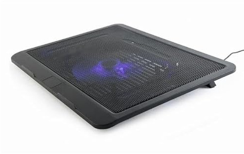 Base di raffreddamento - per notebook fino a 15 pollici, con ventola silenziosa da 12 cm, connessione USB e luce LED blu.