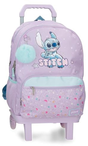 Joumma Disney Lovely Stitch Sac à Dos pour Ordinateur Portable 13,3 Double Compartiment Adaptable au Chariot Violet 32 x 44 x 17 cm Polyester 24,68 L