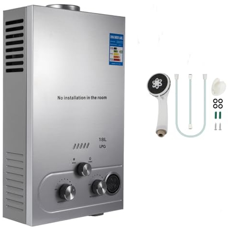 PEIXU 18L 36KW Calentador de Agua de Gas GLP Butano y Propano Calentador de Agua Calentador de Agua LPG Instantáneo Portátil,para Ducha Al Aire Libre,Baño,Camping ﻿