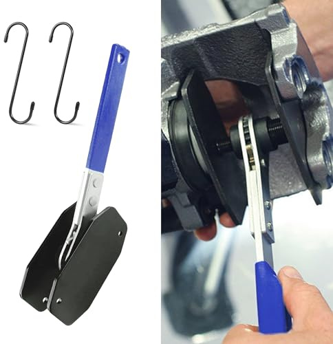 Tioollev Brake Caliper Compression Tool,Caliper Piston Compressor Tool with 360 Rotating Ratchet,Car Ratchet Brake Piston Caliper Spreader,Dual Brake Hooks for Car Disc Brake Repair (Blue+2Caliper)