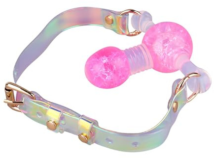 Kutocesy Mordaza De Silicona Para Bondage Para Juegos Sexuales Mordaza Para Pene Con Correa Ajustable Mordaza Bucal Ataduras Fetichistas Entrenamiento Con Boca Abierta (Pink)