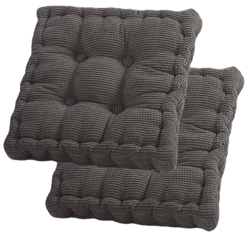 Set di 2 cuscini da pavimento, 40 x 40 cm, imbottitura in cotone, spessi, per yoga, per interni ed esterni, colore grigio scuro