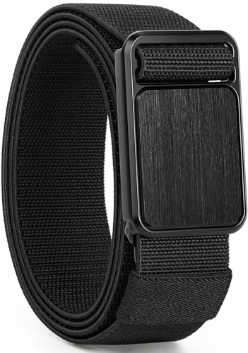 ITIEZY Stretch Tactical Belt Men, 1 3/8 Elastic Nylon Belt, Adjustable Cut for Fit, Magnetic Auto-Lock Buckle Quick-Release for Work, Hiking, EDC & Casual Wear