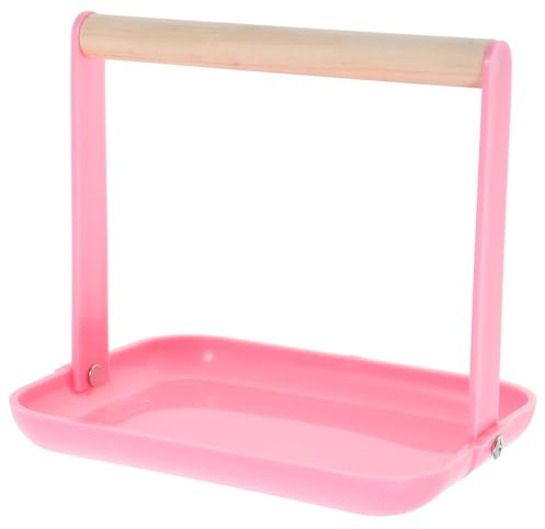 PRETYZOOM Soporte Mediano para Periquitos de Madera y Abs con Plataforma Color Rosa, Fácil Mantenimiento y Ahorro de Espacio para Entrenamiento de Pájaros en Casa