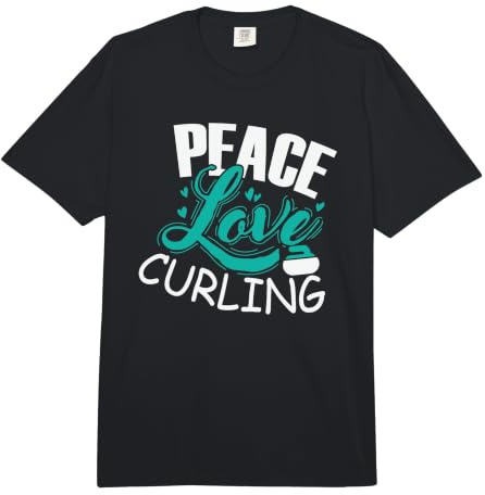 Pierre pour Sports d'hiver Peace Love Curling Comfort Colors Adult Heavyweight T-Shirt