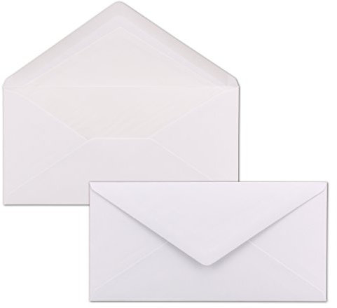 100 x DIN Lang Briefumschläge - Weiß mit weißem Seidenfutter - 11x22 cm - 100 g/m² - ideal für Einladungen, Weihnachtskarten, Glückwunschkarten aus der Serie Farbenfroh